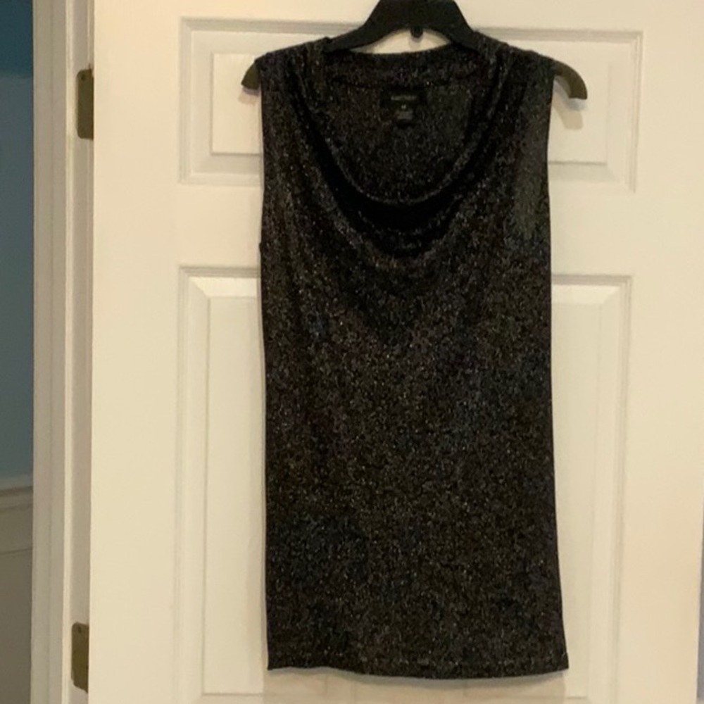 Festive black shimmery tunic blouse M